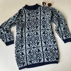 American Pride Made in the USA Blue Gray 3/4 Sleeve Crew Neck Sweater Medium